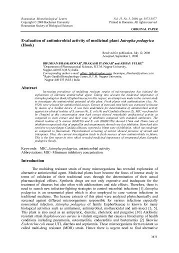 Evaluation of antimicrobial activity of medicinal plant ... - Rombio.eu