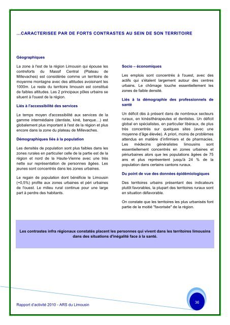 le rapport 2010 - ARS Limousin