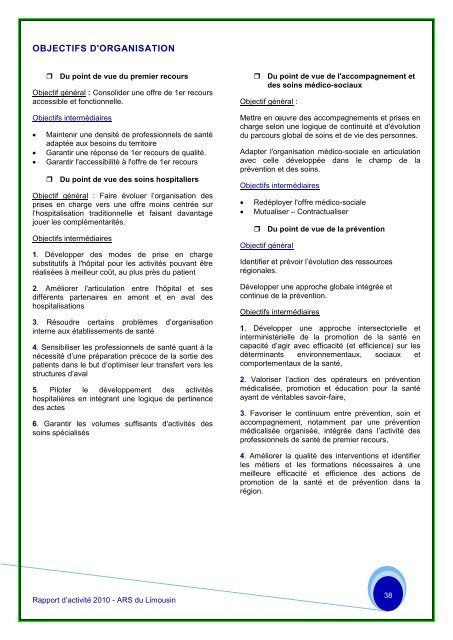 le rapport 2010 - ARS Limousin