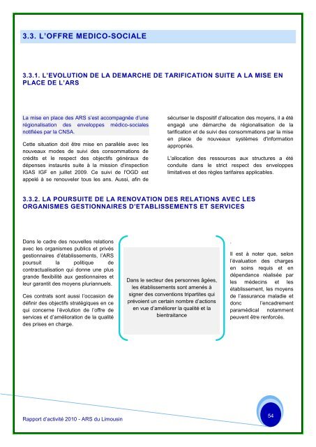 le rapport 2010 - ARS Limousin