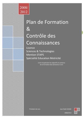 Plan de Formation & Contrôle des Connaissances - Faculté des ...