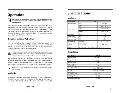 1450 Incubator Manual English - Mesa Labs