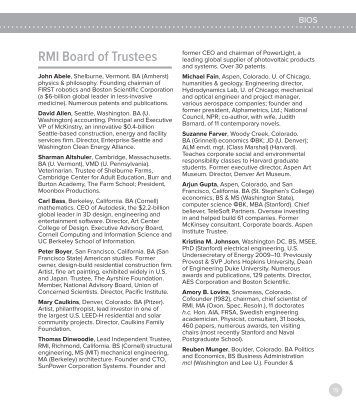 RMI Board of Trustees - RMI Annual Report - Rocky Mountain Institute