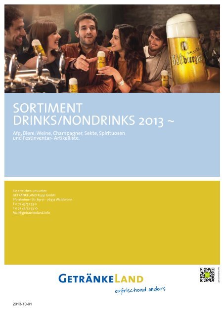 SORTIMENT DRINKS/NONDRINKS 2013 ~ - Getränkeland Waldbronn