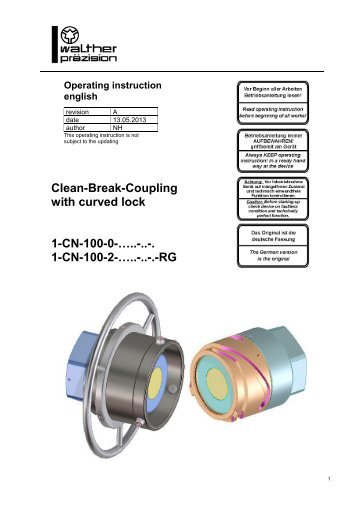 Clean-break-coupling with curved lock, type CN-100, Rev-A