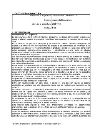 Operaciones Unitarias II - Instituto TecnolÃ³gico de Morelia