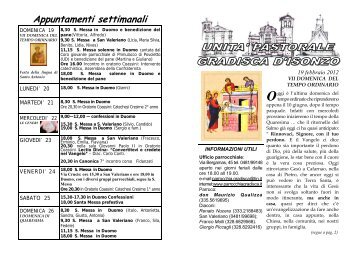 Foglietto del 19-02-2012 - Parrocchia di Gradisca d'Isonzo