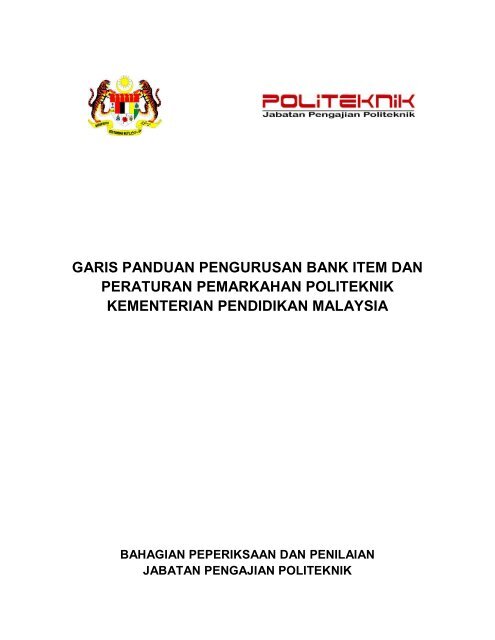 Garis Panduan Pengurusan Bank Item - Jabatan Pengajian Politeknik