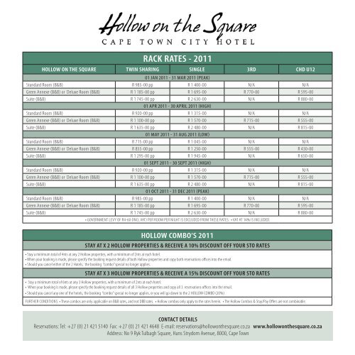 RACK RATES 2011 Seasons in Africa
