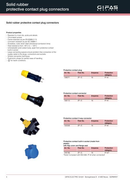 Plug connectors - GIFAS W.J. GrÃ¶ninger ELECTRIC GmbH