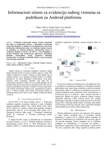 Informacioni sistem za evidenciju radnog vremena sa ... - Infoteh