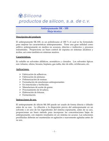 ANTIESPUMANTE SK - 100 - Silicona.com.mx