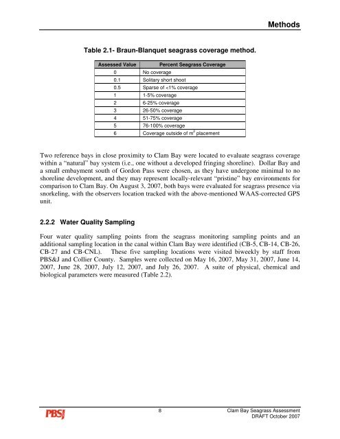 Clam Bay Seagrass Assessment Collier County Coastal Zone ...