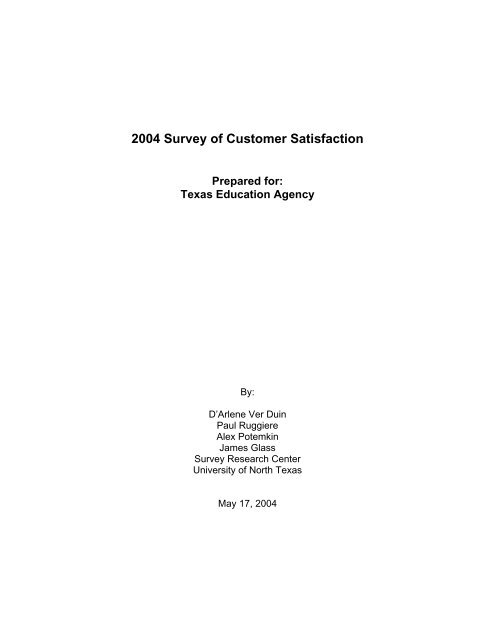 2004 Customer Satisfaction Survey (PDF, 566 KB) - TEA - Home ...