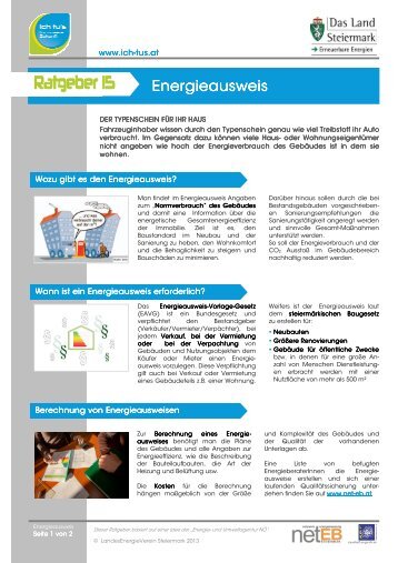 Ratgeber 15: Energieausweis - Netzwerk Energieberatung Steiermark