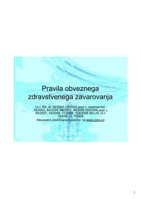 Pravila obveznega zdravstvenega zavarovanja