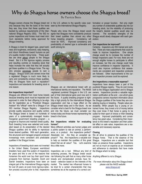 NASS Newsletter June 2009 - North American Shagya-Arabian ...