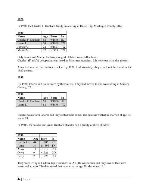 A Brief History of the Atkins, Stewart, and Smith Families - New Page 1