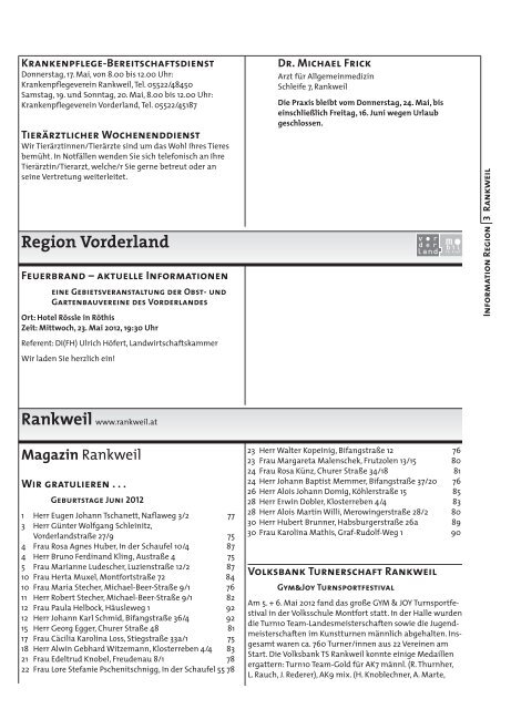 Woche 20 - Marktgemeinde Rankweil