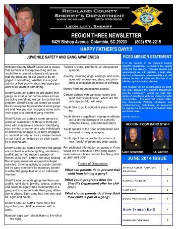 Region 3 Newsletter - Richland County Sheriff's Department