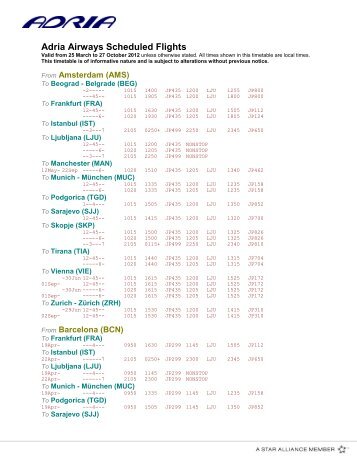 Adria Airways Scheduled Flights