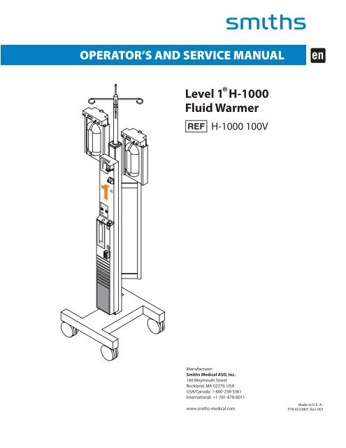 Smiths H-1000 Fluid Warmer Service Manual - internetMED