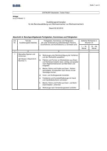 Ausbildungsrahmenplan BÃ¼chsenmacher - Wir gestalten ...