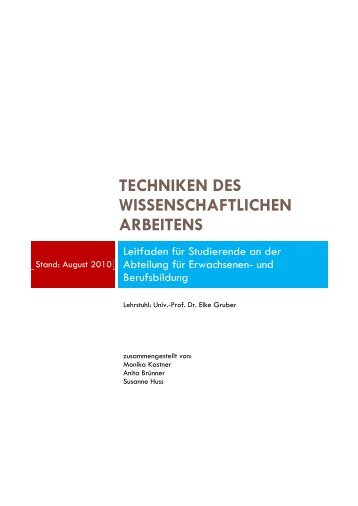 Techniken des wissenschaftlichen Arbeitens - UniversitÃ¤t Klagenfurt