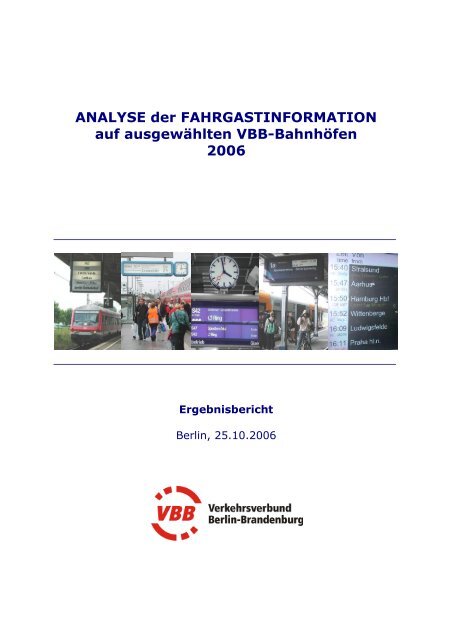 ANALYSE der FAHRGASTINFORMATION auf ausgewählten VBB ...