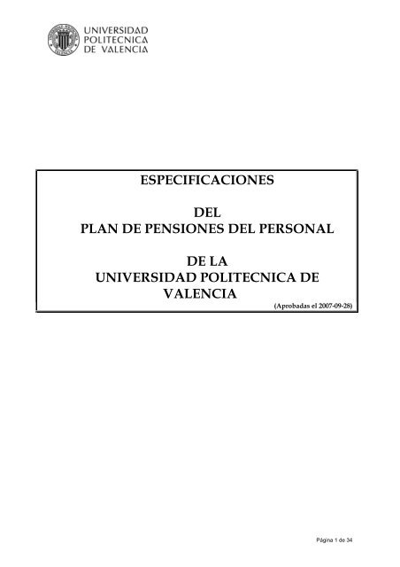 Plan Pensiones - Universidad Politécnica de Valencia