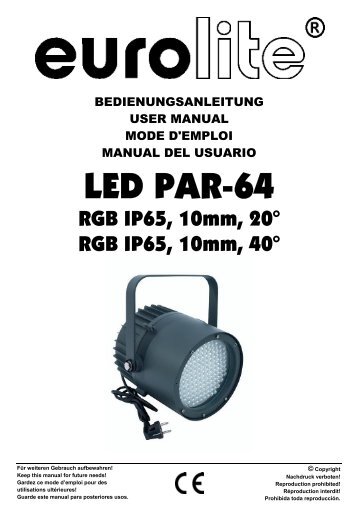 EUROLITE LED PAR-64 RGB Spot short User Manual