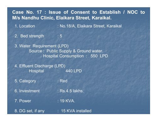 Issue of Consent to Establish / NOC