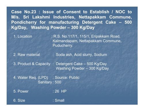 Issue of Consent to Establish / NOC