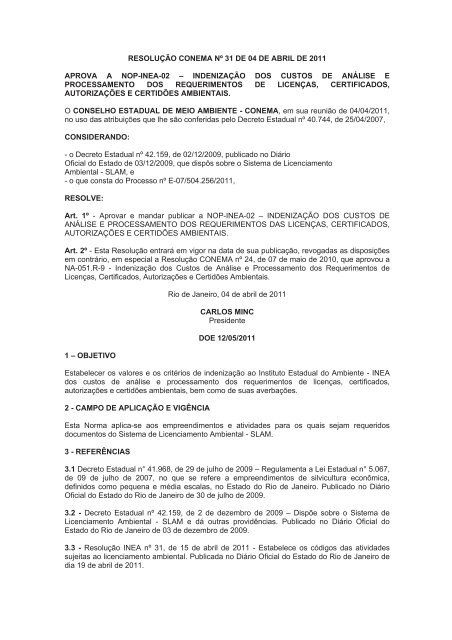 resoluÃƒÂ§ÃƒÂ£o conema nÃ‚Âº 31 de 04 de abril de 2011 - CM&O Eventos e ...