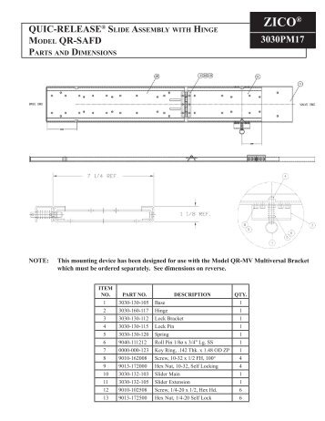 Manual for QUIC-RELEASE Slide Assembly with ... - Ziamatic Corp