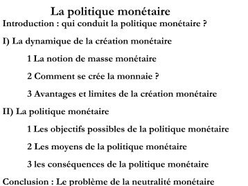 La politique monÃ©taire - Laval