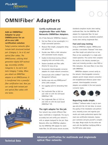 OMNIFiberÃ‚Â® Adapters - Fluke Networks