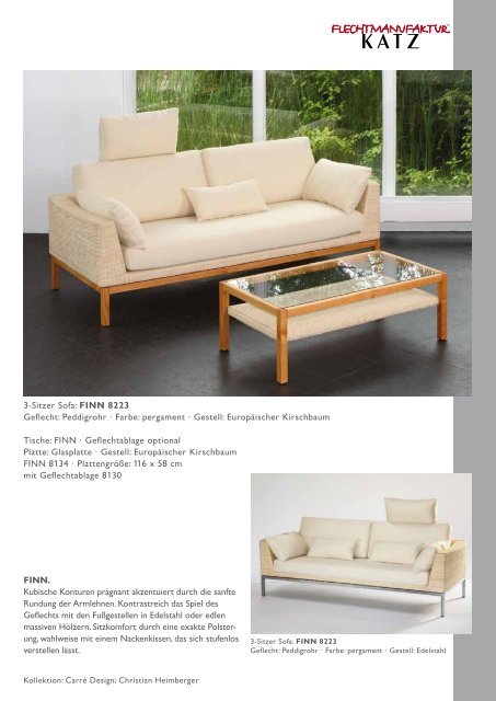 3-Sitzer Sofa: FINN 8223 Geflecht: Peddigrohr ∙ Farbe ... - Katz