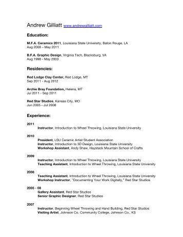 View Resume PDF - Red Lodge Clay Center