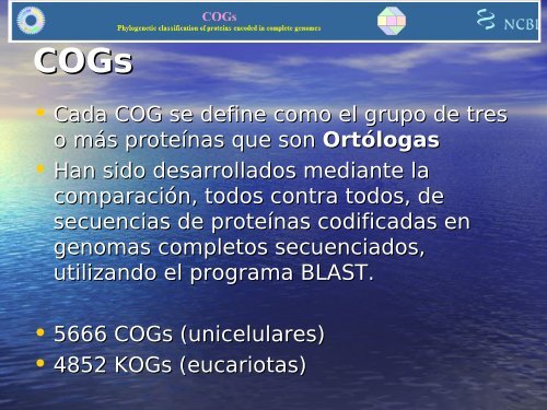 Cluster of orthologous Groups (COGs)