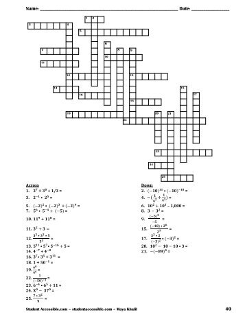 Puzzle on Exponents - North Andover Public Schools