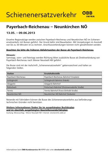 Schienenersatzverkehr Payerbach-Reichenau - Neunkirchen - ÃBB