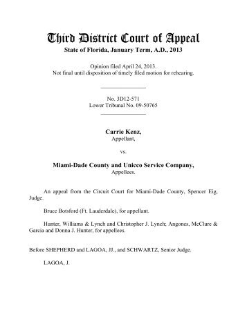 Kenz v. Miami-Dade County - Third District Court of Appeal