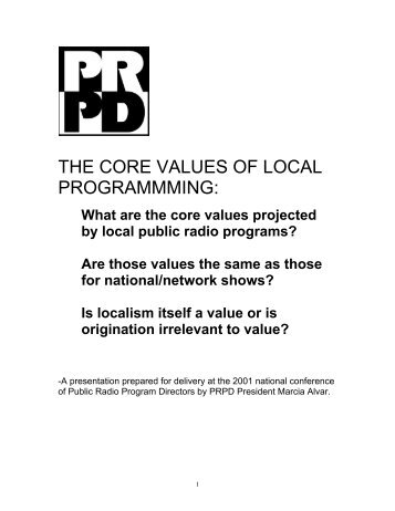 The Core Values of Local Programming - PRPD