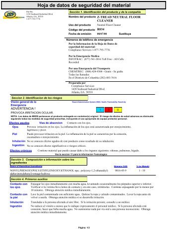 Hoja de datos de seguridad del material - Zep Professional