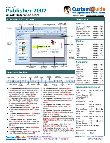 Publisher Quick Reference, Microsoft Publisher 2007 Cheat Sheet