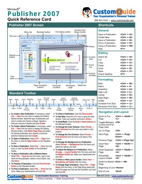 Publisher Quick Reference, Microsoft Publisher 2007 Cheat Sheet