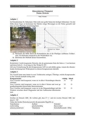 Testaufgaben zu Dreiecke - Treminer.de