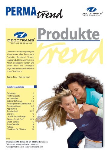 Prospekt Produkteübersicht - Permatrend AG