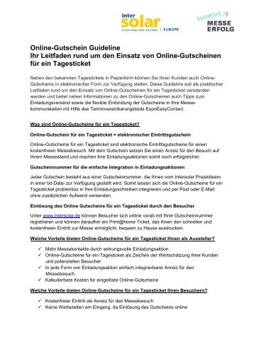 Online-Gutschein Guideline Ihr Leitfaden rund um den Einsatz von ...